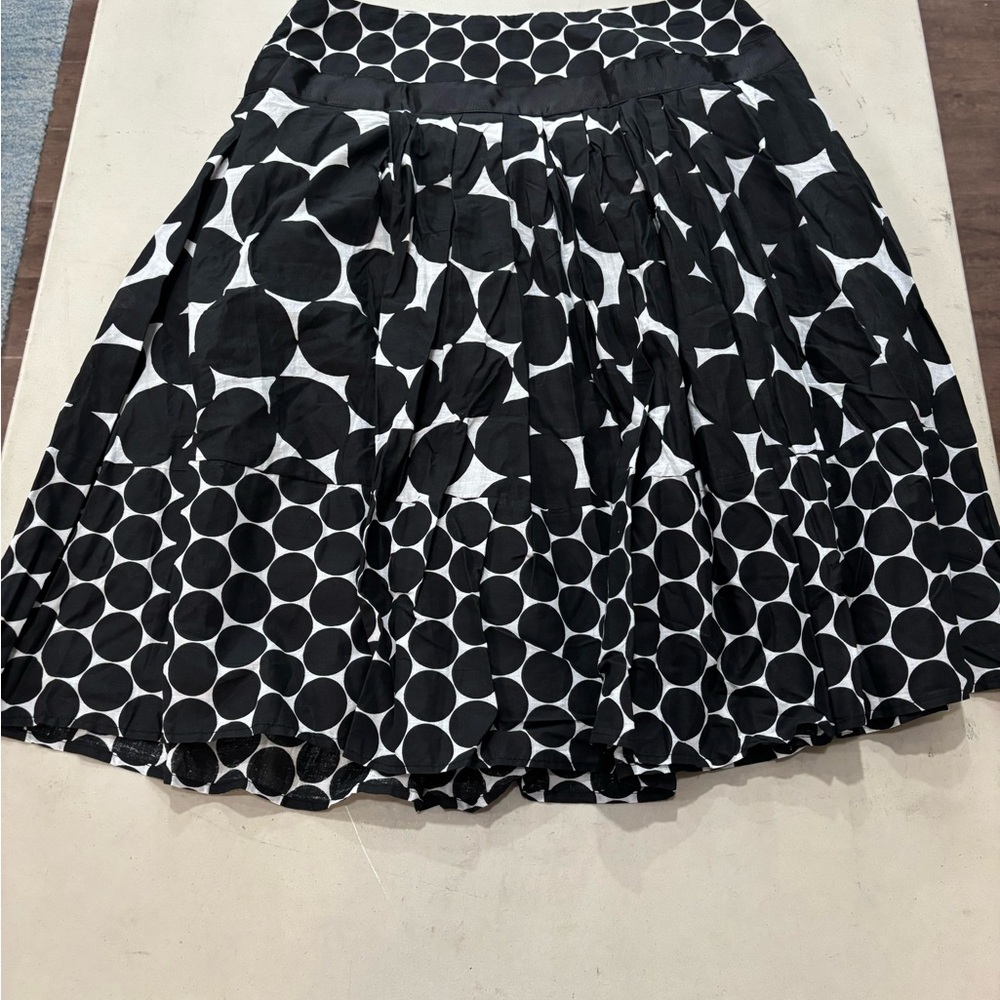 Autograph Black and White Circle Pattern A-Line Skirt